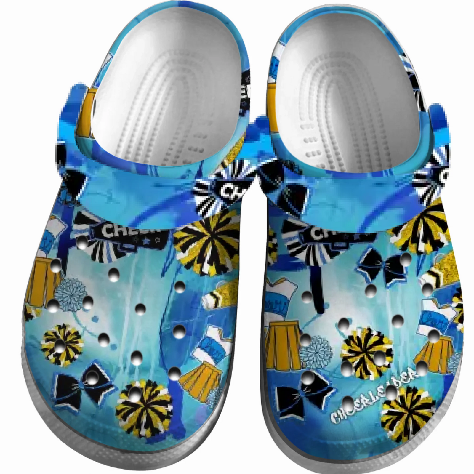Cheerleading Clogs Graffiti Art Gold Blue Version Personalized Gift