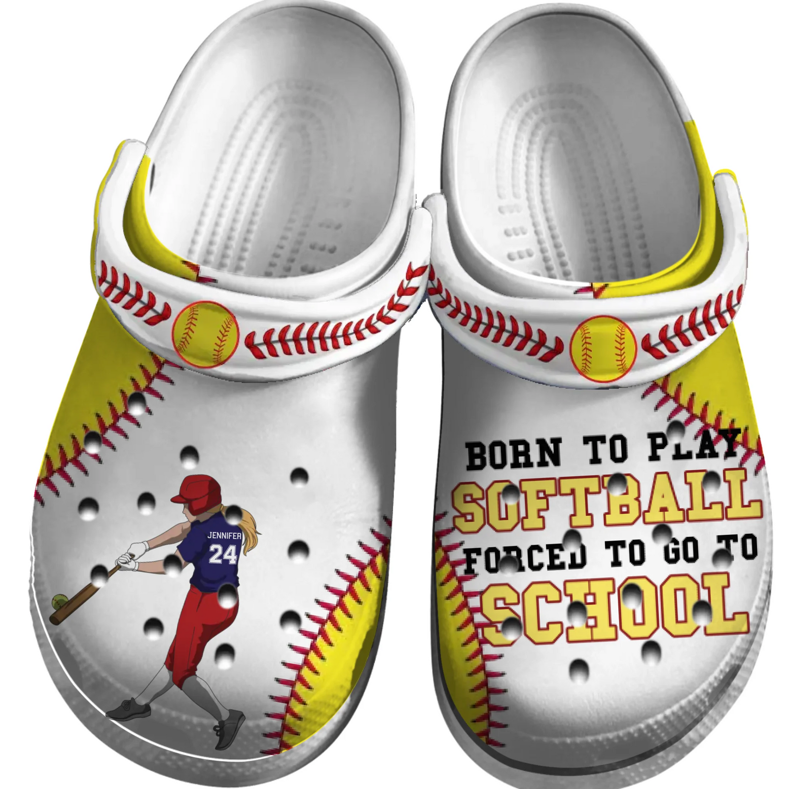 Softball Clogs Battle Swinging Born To Play Personalized Sport Gift