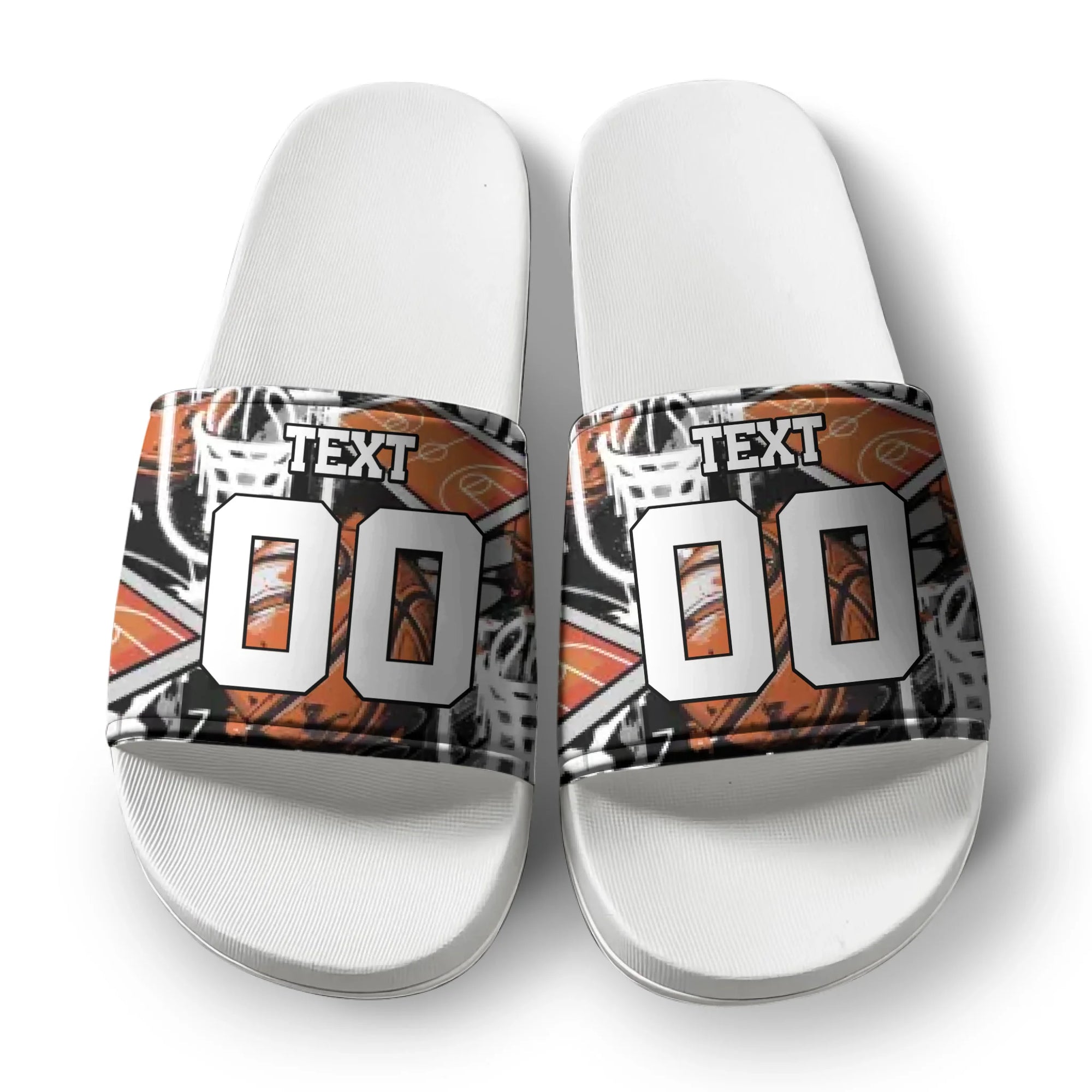 Black Graffiti Basketball Slides 01 - Baller Crown™