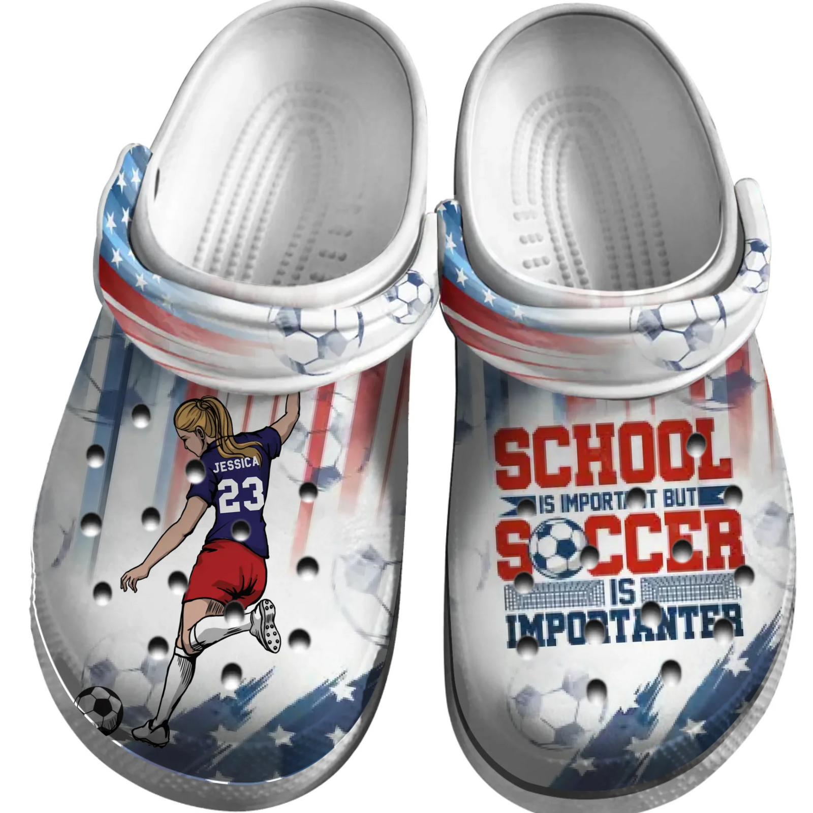 Soccer Clogs Female Player Kicking Ball School Is Important Personalized Sport Gift
