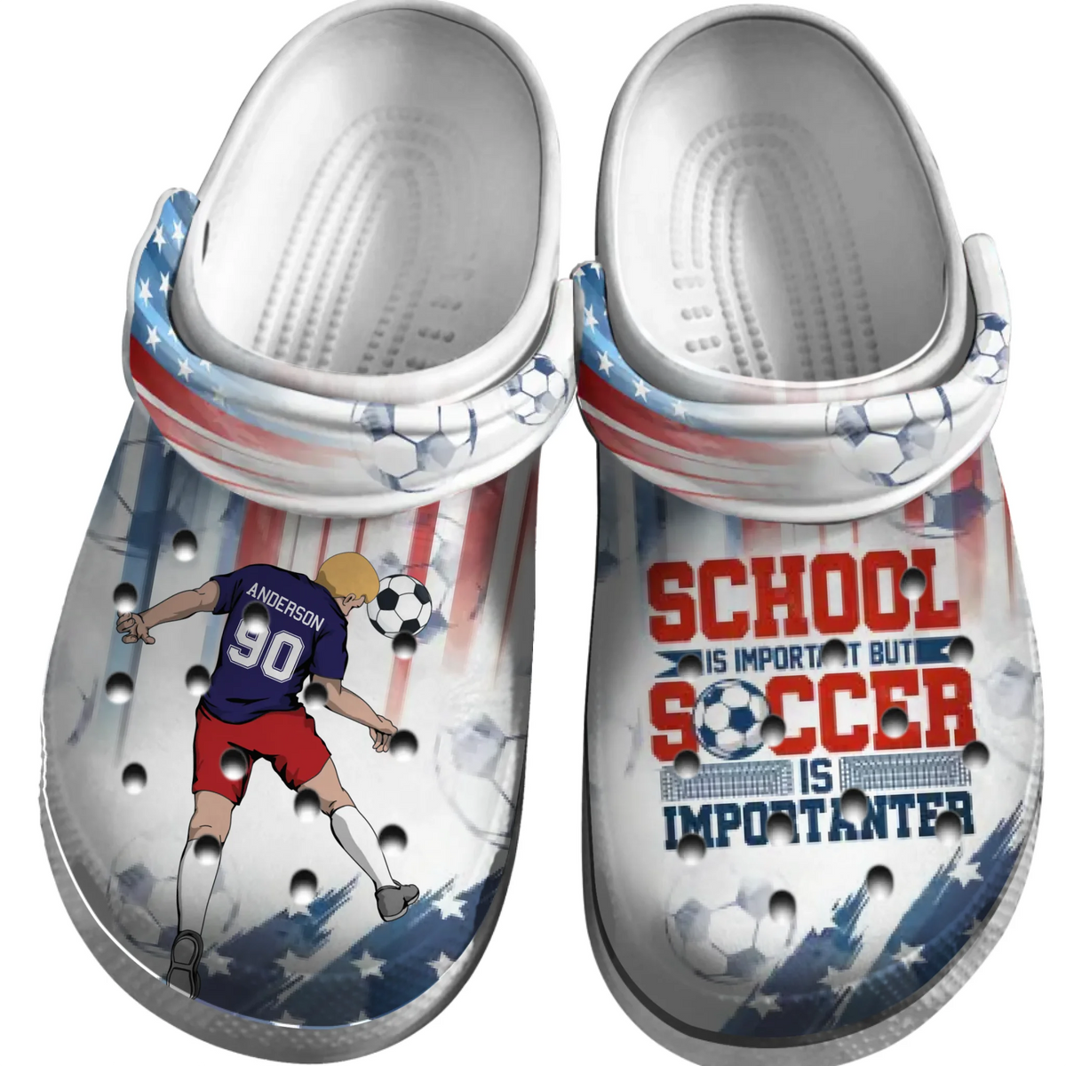 Soccer Clogs Male Player Header School Is Important Personalized Sport Gift