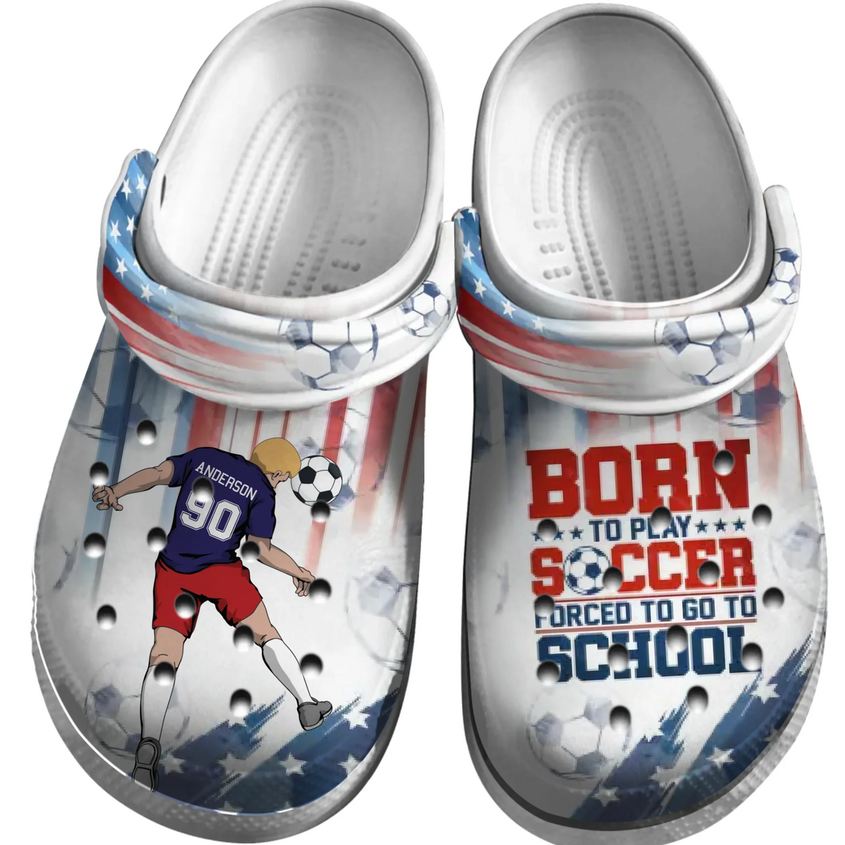 Soccer Clogs Make Player Header Born To Play Personalized Sport Gift