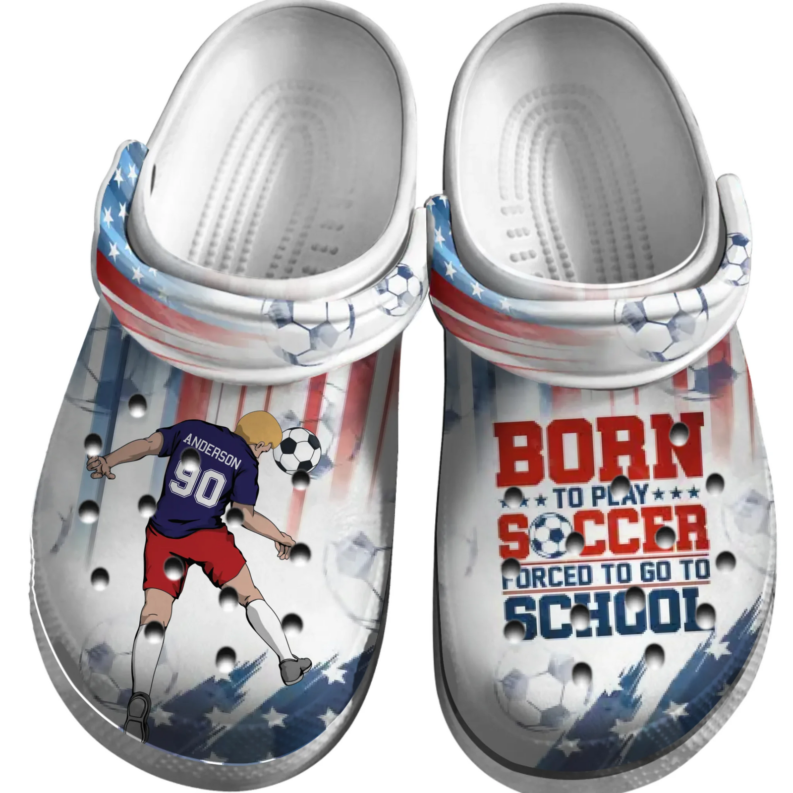 Soccer Clogs Make Player Header Born To Play Personalized Sport Gift
