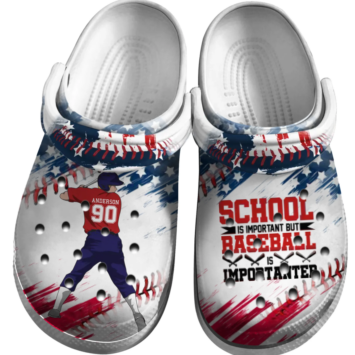 Baseball Clogs Battle Swinging School Is Important Personalized Sport Gift