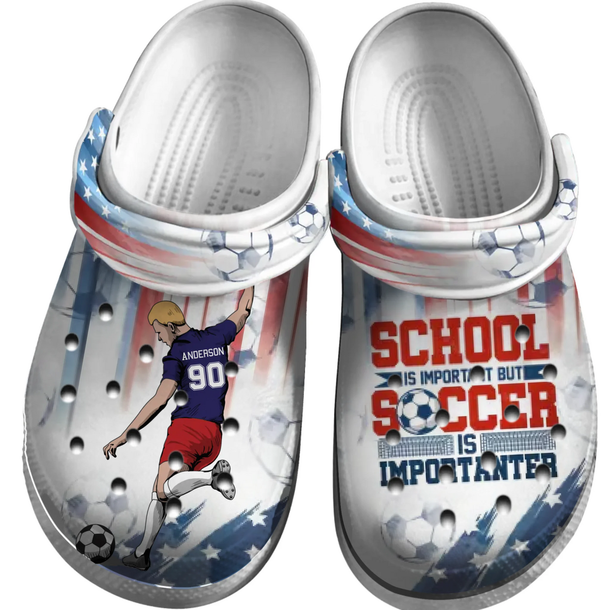 Soccer Clogs Male Player Kicking Ball School Is Important Personalized Sport Gift