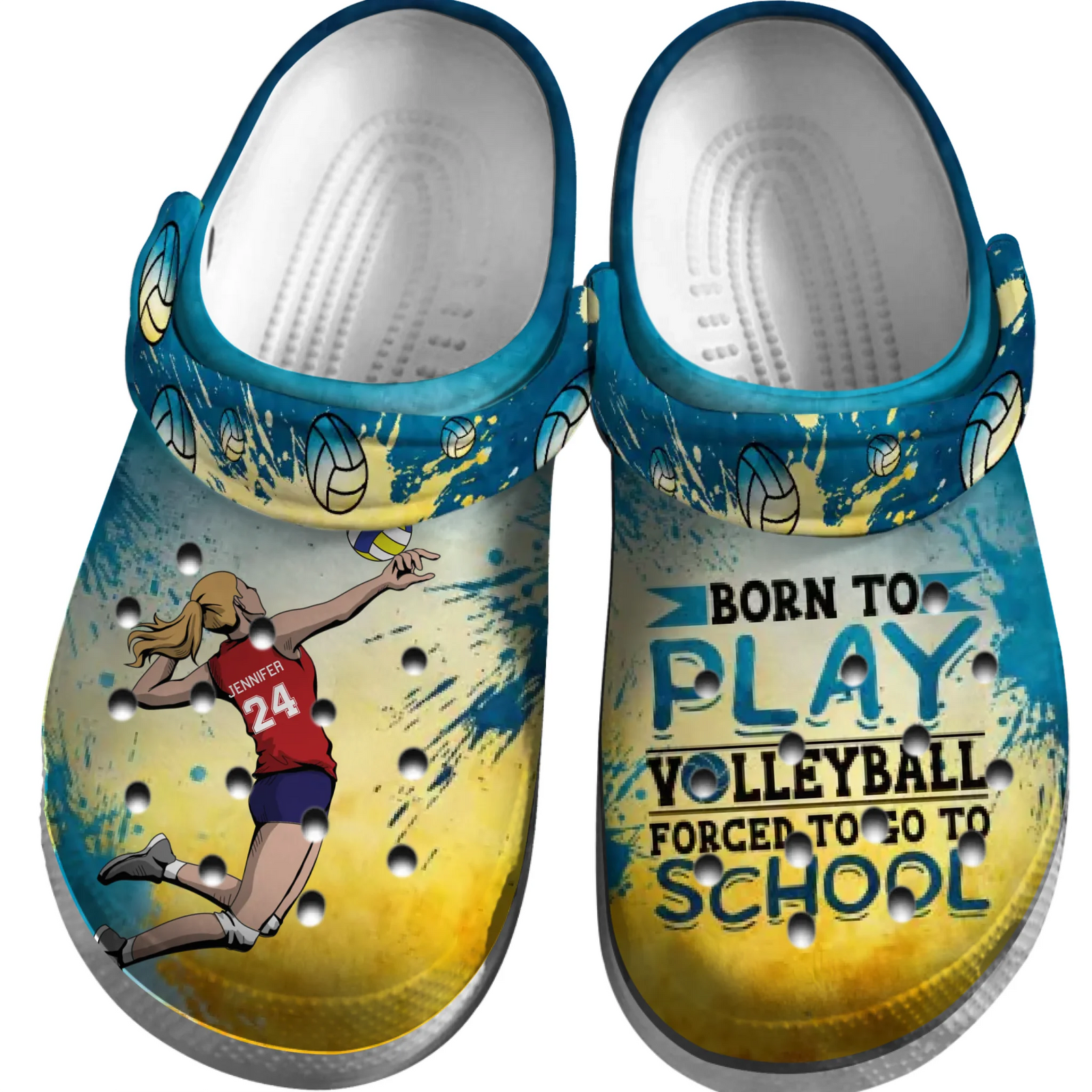 Volleyball Clogs Female Attack Born To Play Personalized Sport Gift